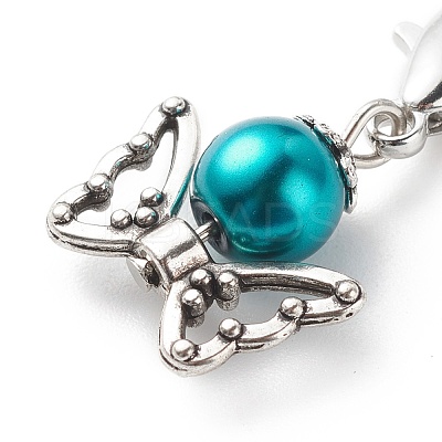 Baking Paint Pearlized Glass Pearl Round Bead Pendant Decorations HJEW-JM00728-1