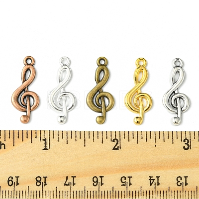 50Pcs 5 Colors Tibetan Style Treble Clef Pendants TIBEP-FS0001-28-1