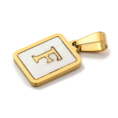 PVD Vacuum Plating 304 Stainless Steel Pave Natural White Shell Pendants STAS-S130-03G-F-1