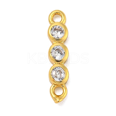 Brass Pave Cubic Zirconia Three Flat Round Links Connector Charms KK-P277-52A-A-1