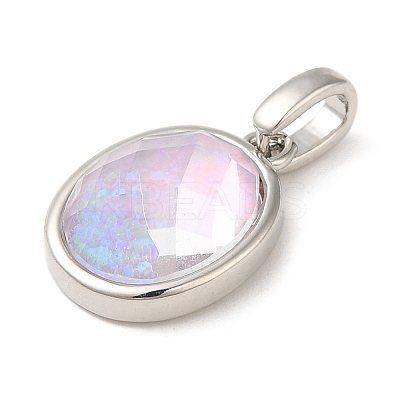 Rack Plating Brass with Synthetic Opal Pendants KK-S370-09P-1