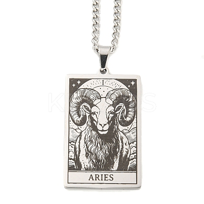 Non-Tarnish 304 Stainless Steel Tarot Pendant Necklaces NJEW-A026-01P-01-1
