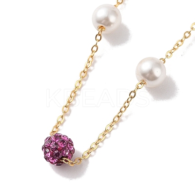 Polymer Clay Rhinestone Beads  Beads Necklace BJEW-B078-03G-1