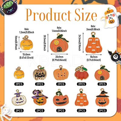 20Pcs 10 Styles Halloween Theme Alloy Enamel Pendants ENAM-TA0003-43-1