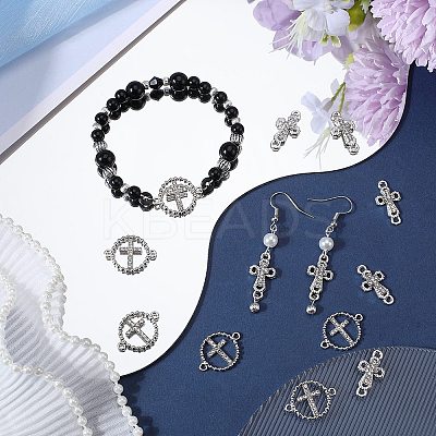 40Pcs 2 Styles Religion Alloy Crystal Rhinestone Connector Charms FIND-SC0007-91-1