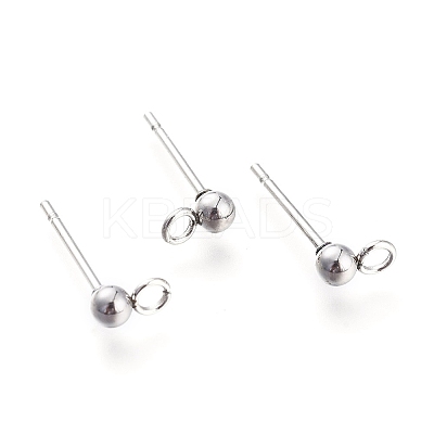 Non-Tarnish 304 Stainless Steel Ball Stud Earring Findings STAS-M274-009-P-1
