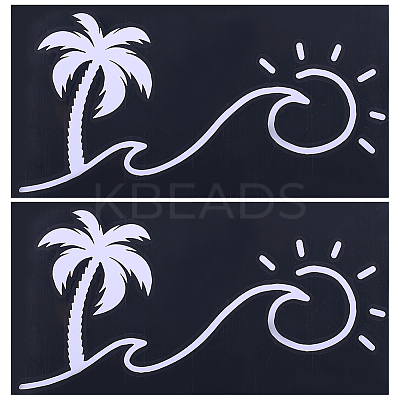 Beach Theme PVC Cartoon Self Adhesive Car Stickers FIND-WH0152-165B-1