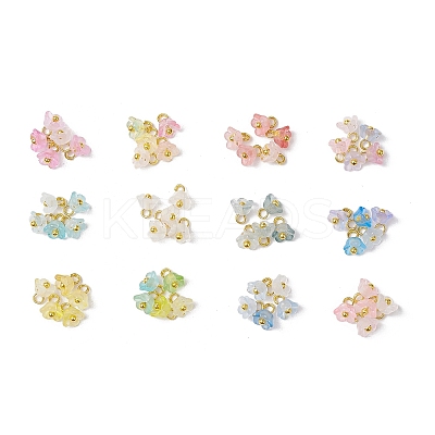 60Pcs 12 Colors Frosted Acrylic Flower Charms PALLOY-JF03550-1