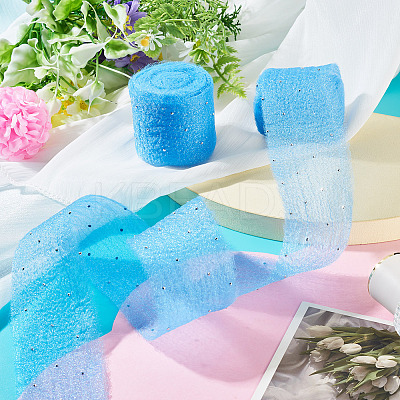 2Rolls Polyester Hot-fix Rhinestone Raw Edges Ribbon OCOR-TA0003-95K-1