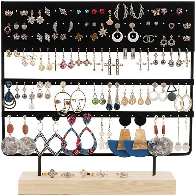 Triple Levels Rectangle Iron Earring Display Stand CON-PW0001-151C-02-1