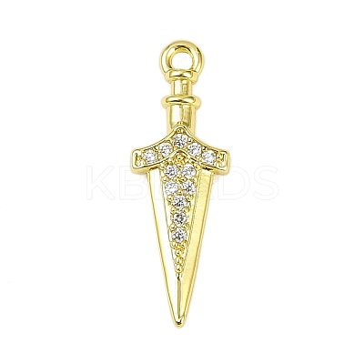 Brass Micro Pave Clear Cubic Zirconia Pendants KK-L238-14G-1