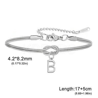 304 Stainless Steel Initial Charm Bracelets FS-WGD8E41-09-1
