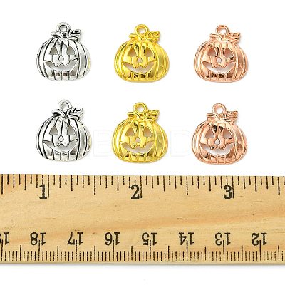15Pcs 3 Colors Tibetan Style Halloween Pumpkin Jack-O'-Lantern Alloy Pendants TIBEP-FS0001-41-1