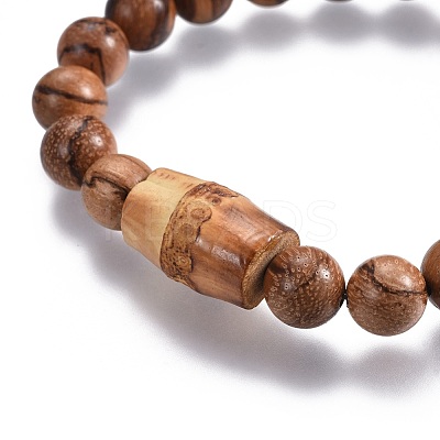Couples Wood Beads Stretch Bracelets BJEW-JB04121-1