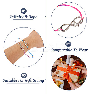 10Pcs 10 Color Alloy Infinity with Hope Link Bracelets Set for Men Women BJEW-TAC0008-02-1