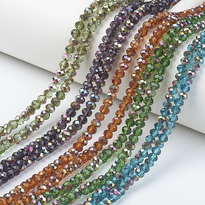 Electroplate Transparent Glass Beads Strands EGLA-A034-T6mm-R-1