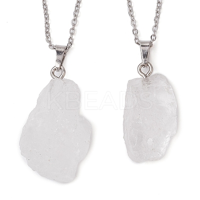 Natural Quartz Crystal Nugget Pendant Necklaces NJEW-JN04507-05-1