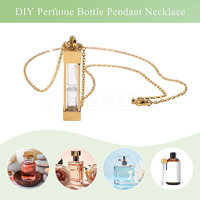 1Pc Glass Hourglass Rectangle Pet Memorial Keepsake Urn Ashes Pendant Necklaces NJEW-CA0001-27G-1