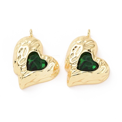 Brass Micro Pave Green Cubic Zirconia Pendants KK-E068-VC454-1