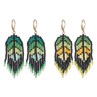 Handmade Glass Seed Beads Dangle Earrings EJEW-MZ00561-1