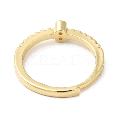 Rack Plating Brass Clear Cubic Zirconia Number 8 Adjustable Rings for Women RJEW-S407-09G-08-1