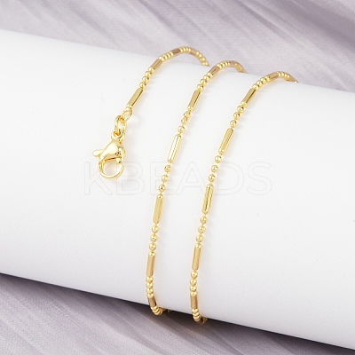Brass Ball and Column Link Chains Necklace for Women LS-NJEW-P265-22G-1