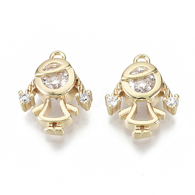 Brass Micro Pave Cubic Zirconia Charms X-KK-N232-47-NF-1