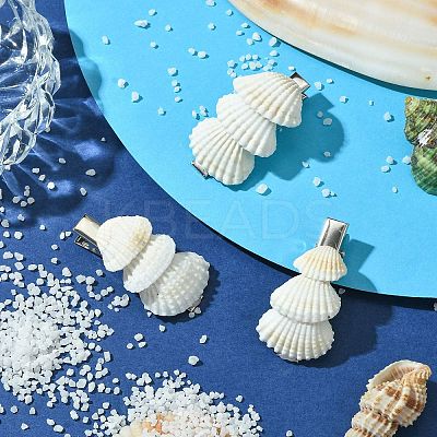 Sea Shell with Iron Alligator Hair Clips PHAR-JH00104-01-1