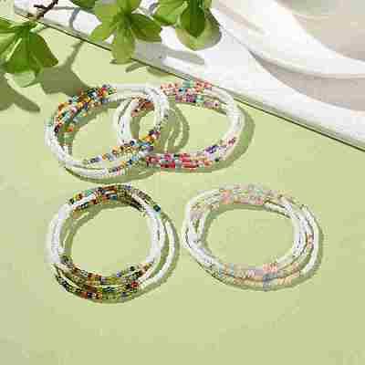Glass Seed Beaded Elastic Waist Bead Chains NJEW-C00021-1