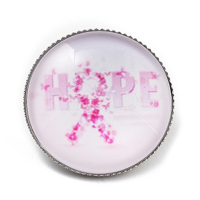 Breast Cancer Awareness Ribbon Glass Brooches LS-JEWB-L019-01D-1