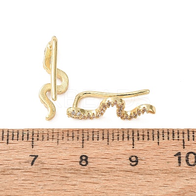 Brass Micro Pave Cubic Zirconia Stud Crawler Earrings KK-CBAA351-16G-01-1