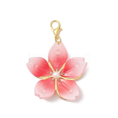 3Pcs 3 Colors Glass Pomegranate Flower Pendant Decorations HJEW-JM03399-1
