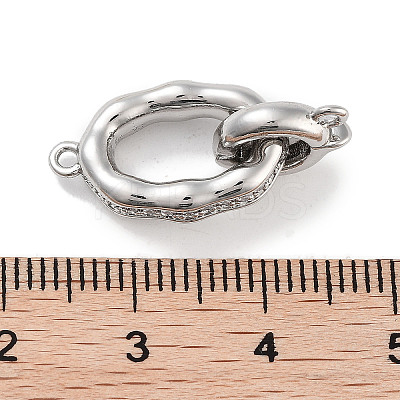 Brass Micro Pave CLear Cubic Zirconia Interlocking Clasps KK-C051-49P-1