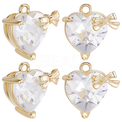6Pcs Brass Micro Pave Cubic Zirconia Pendants KK-BBC0020-46-1