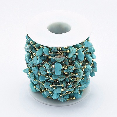 Handmade Synthetic Turquoise Beaded Chains CHC-I026-D-01G-1