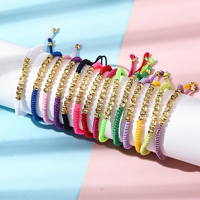 Polyester Cord Braided Bead Bracelets for Women BJEW-L698-01G-1