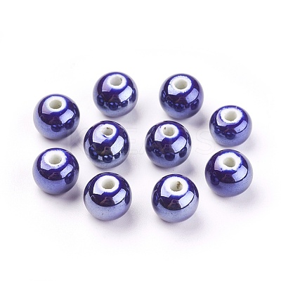 Glazed Porcelain Beads PORC-D001-10mm-14-1