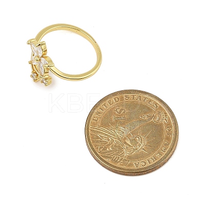 Rack Plating Brass Micro Pave Cubic Zirconia Finger Rings for Women RJEW-M027-01G-01-1