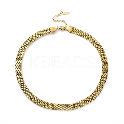 304 Stainless Steel Mesh Chain Necklace for Men Women NJEW-P271-02G-1