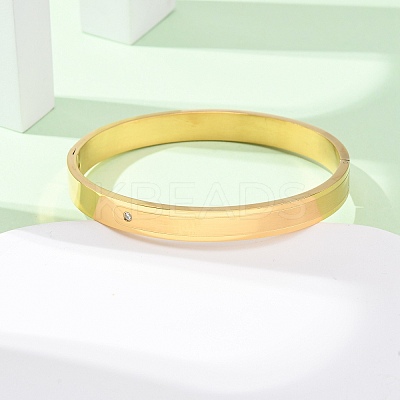 304 Stainless Steel Micro Pave Clear Cubic Zirconia Bangles for Women BJEW-B161-04G-1