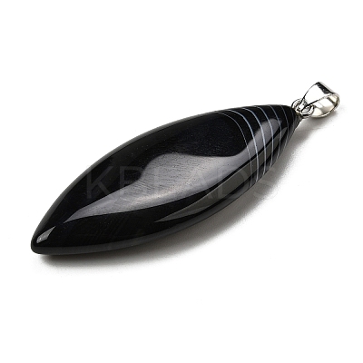 Natural Black Banded Agate(Dyed & Heated) Big Pendants G-F820-06P-1
