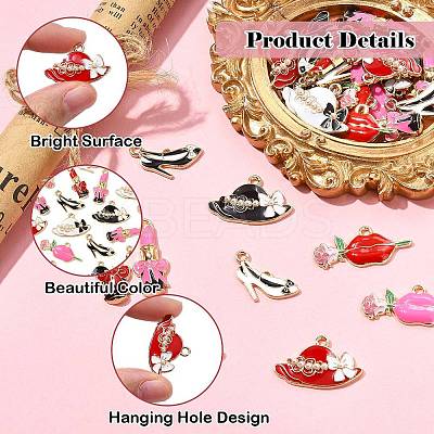 45Pcs 9 Styles Alloy Enamel Pendants ENAM-CJ0006-90-1