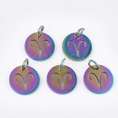 Rainbow Color Ion Plating(IP) 201 Stainless Steel Charms STAS-Q201-JN166-1-1