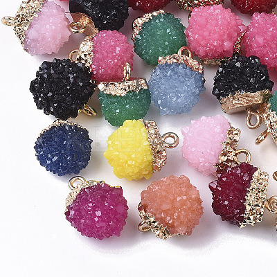 Druzy Resin Pendants X-RESI-S383-013-1