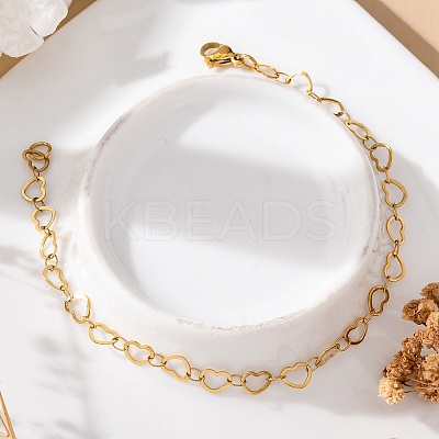 304 Stainless Steel Heart Link Bracelets LS-BJEW-I191-01-1