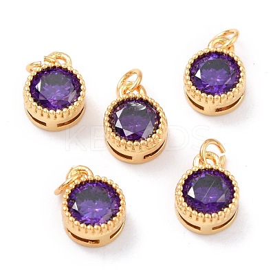 Real 18K Gold Plated Brass Inlaid Cubic Zirconia Charms ZIRC-L100-081G-03-1