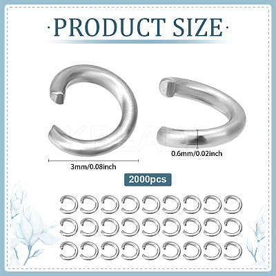 2000Pcs 304 Stainless Steel Open Jump Rings STAS-ME0001-15-1