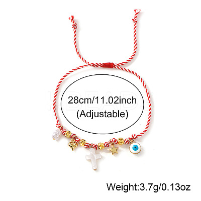 Adjustable Brass Link & Charm Cord Bracelets CW8626-1