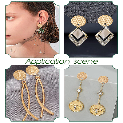 6Pcs 3 Styles Ion Plating(IP) 304 Stainless Steel Ear Stud Findings STAS-LP0001-50-1