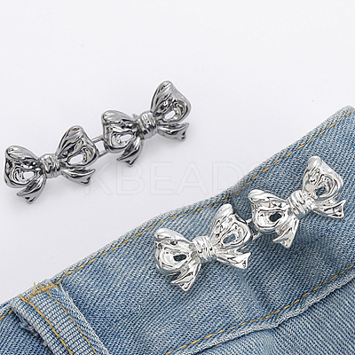 8 Sets 4 Colors Bowknot Shape Alloy Adjustable Jean Button Pins FIND-AN0001-47-1